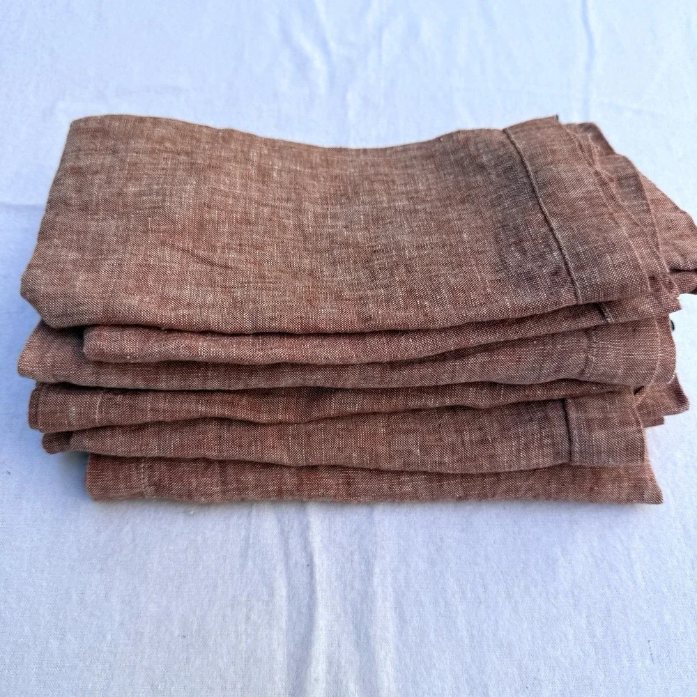 6 Pottery Barn Linen Napkins Placemats Red Cross Dyed Patriotic‎ Cottage Coastal